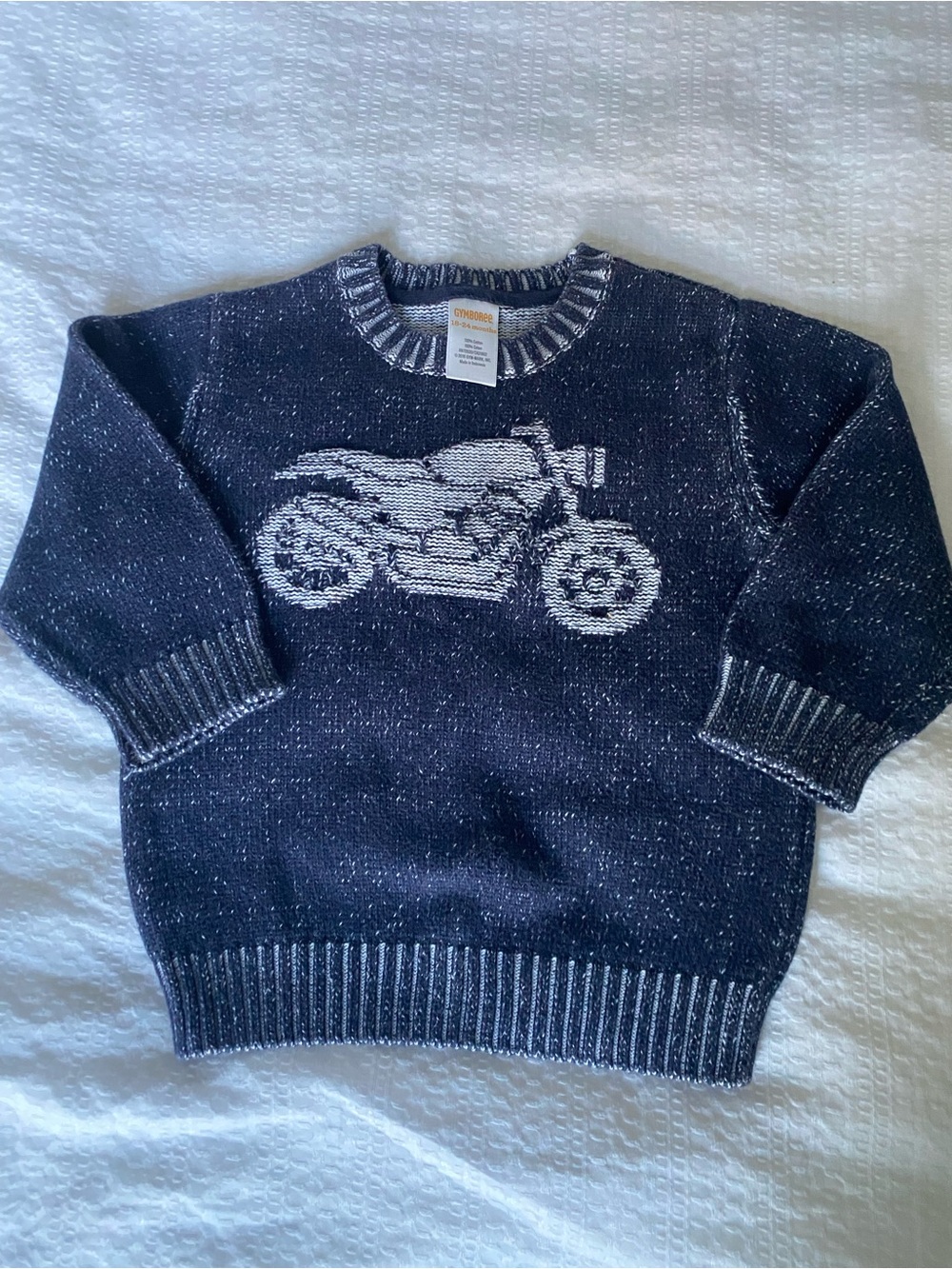Gymboree Navy and White Motorcycle Crewneck Sweater
